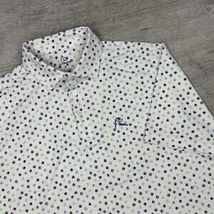 Rhoback Golf Polo Shirt The Pup Paw Print Men’s L Dancing Paw Preppy White EUC